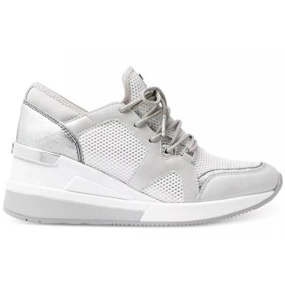 MICHAEL KORS Women's Liv Leather and Mesh Trainer Sneakers size: 8 - Picture 2 of 14